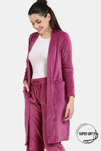 Buy Zivame Plush Velour Knit Poly Hoodie - Chalk Violet at Rs.848 online