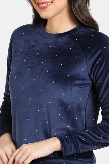 Buy Zivame Plush Velour Knit Poly Loungewear Dress - Midnight Sail at  Rs.733 online