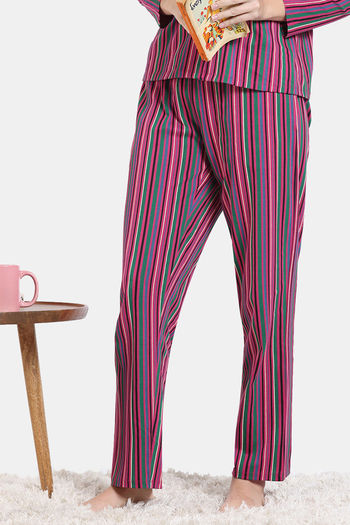 Buy Zivame Stripes Play Knit Cotton Pyjama - Aventurine