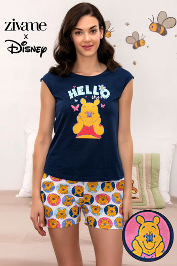 Buy Zivame x Disney Winnie The Pooh Knit Cotton Shorts Set - White N Print