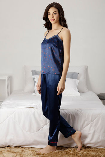 Navy satin outlet pyjama set