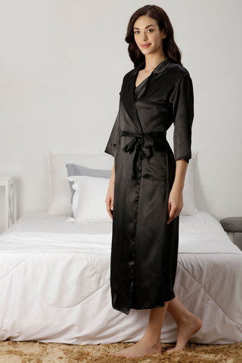 Sexy Women Sleepwear Satin Lace Long Bride Kimono Short Robe Night Dressing  Gown | eBay