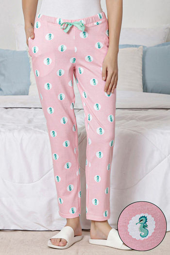 Buy Zivame Sea Life Knit Cotton Pyjama - Pink