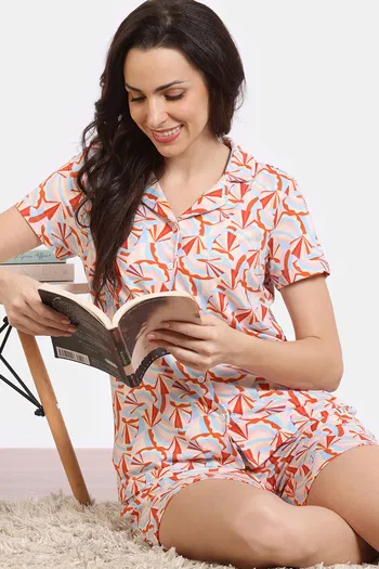 Buy Zivame Shells Puzzle Knit Poly Short Set - Dew