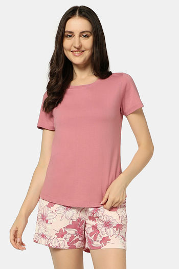 Buy Zivame Joyful Jingles Knit Cotton Shorts Set - Polignac