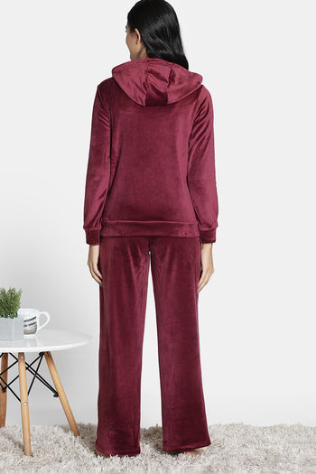 Night Suit Girls Velour Loungewear Full Length Ladies Velvet Plain