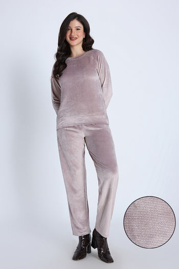 Buy Zivame Velour Loungewear Set - Fawn