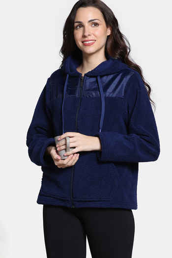 Buy Zivame Winter Plum Sherpa Hoodie Medieval Blue at