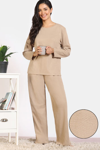 Buy Zivame Mile Fashion Knit Cotton Lounge Set Oyster Gray at