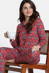 Zivame Zfun Knit Poly Pyjama Set - Tomato Puree