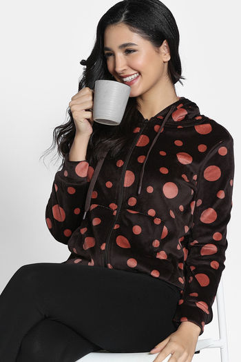 Buy Zivame Knit Poly Velour Jacket - Caviar