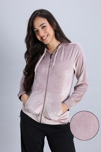 Buy Zivame Knit Poly Velour Jacket - Fawn