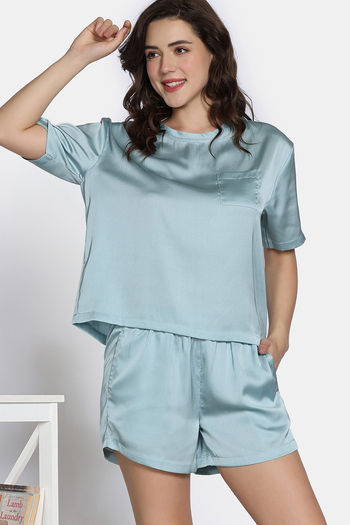 Buy Zivame Mile Fashion Woven Shorts Set Gray Mist at