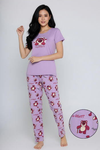 Zivame Toy Story Knit Cotton Pyjama Set - Orchid Bloom