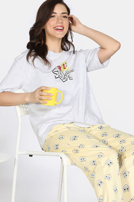 Zivame 2 Mile Fashion Knit Cotton Lounge Top - Grey Mel