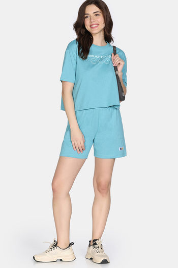 Buy Zivame 2 Mile Fashion Knit Cotton Loungewear Set - Aqua