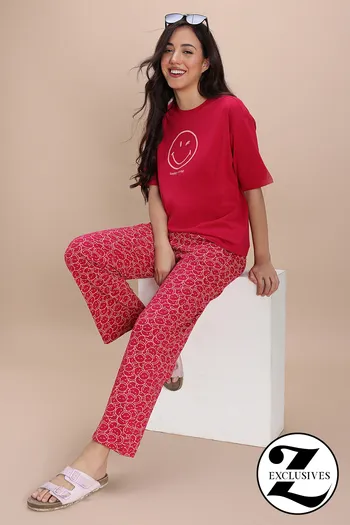 Buy Zivame 2 Mile Fashion Knit Cotton Loungewear Set - Jazzy
