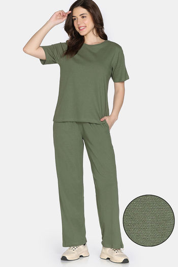 Buy Zivame 2 Mile Fashion Knit Cotton Loungewear Set - Cypress
