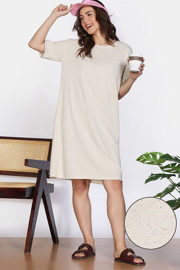 Buy Zivame 2 Mile Fashion Knit Cotton Loungewear Dress - Marshmallow