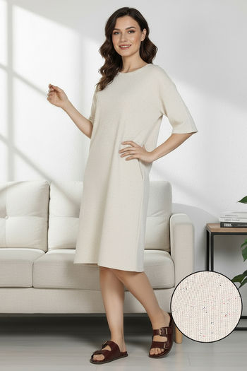 Buy Zivame 2 Mile Fashion Knit Cotton Loungewear Dress - Marshmallow
