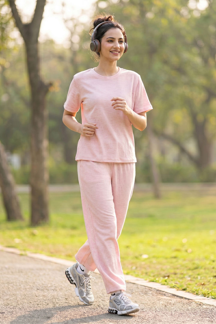Zivame 2 Mile Fashion Knit Cotton Loungewear Set - Pink Dogwood