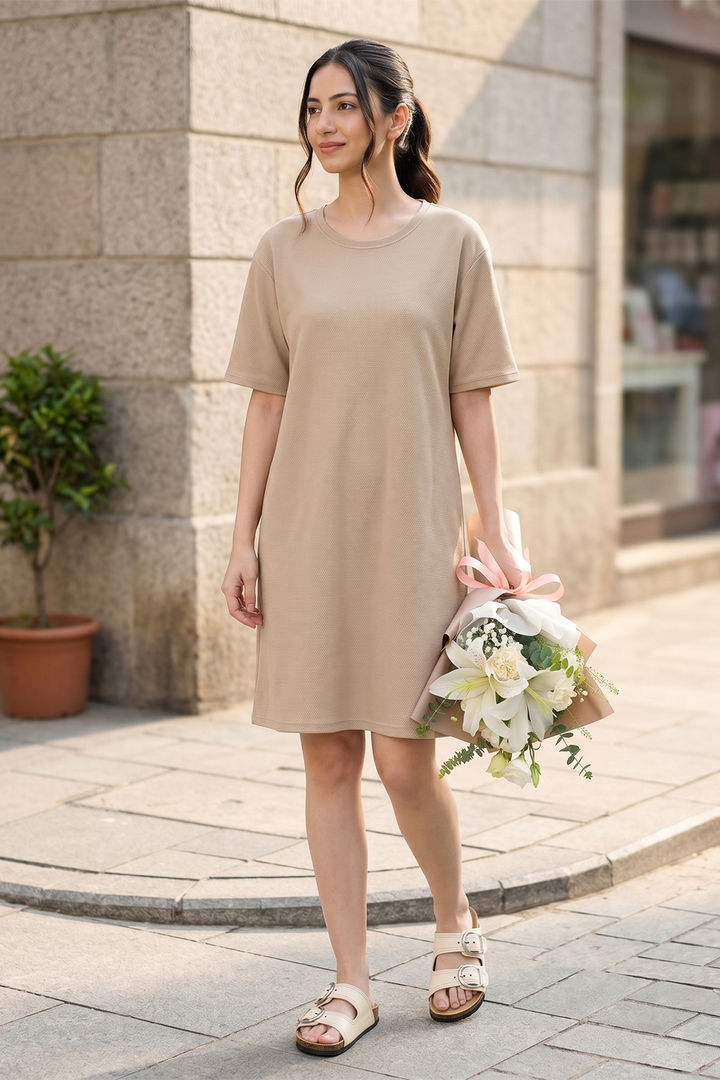 Zivame 2 Mile Fashion Knit Cotton Loungewear Dress - Oyster Gray