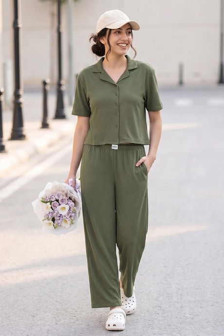 Buy Zivame 2 Mile Fashion Knit Cotton Loungewear Set - Cypress at