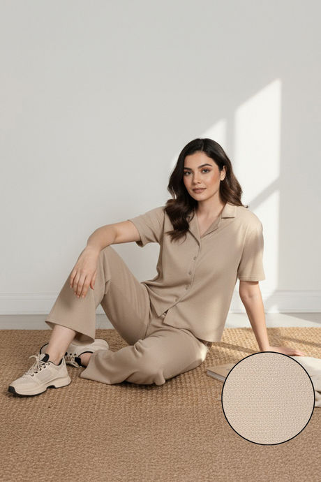 Zivame 2 Mile Fashion Knit Cotton Loungewear Set - Oyster Gray