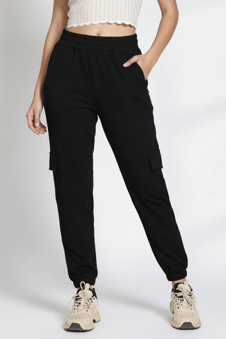 Zivame Knit Cotton Loungewear Bottom - Black Beauty