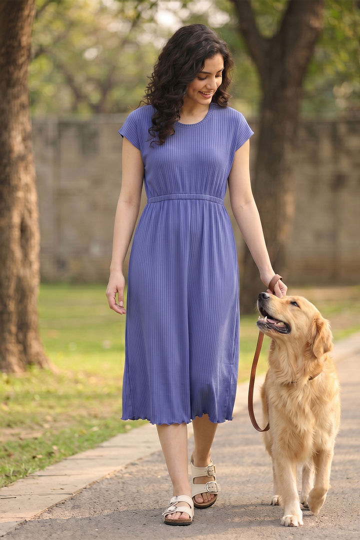 Zivame 2 Mile Fashion Knit Poly Loungewear Dress - Iris Bloom