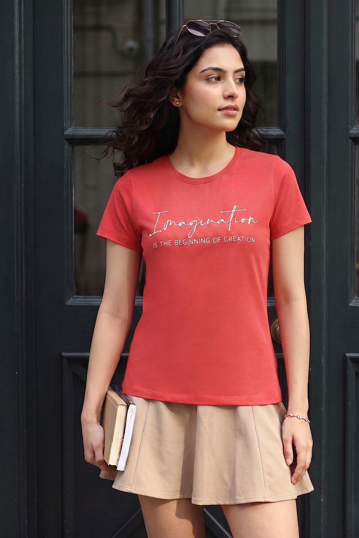 Zivame Knit Cotton Sleep Top - Burnt Sienna