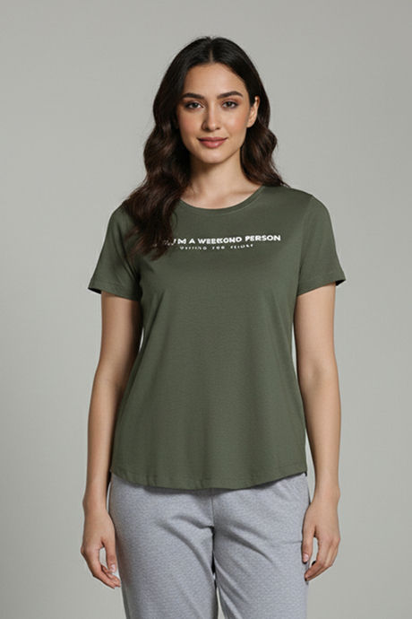 Zivame Knit Cotton Sleep Top - Four Leaf Clover