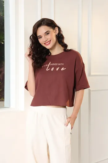 Buy Zivame 2 Mile Fashion Knit Poly Loungewear Top - Cinnamon