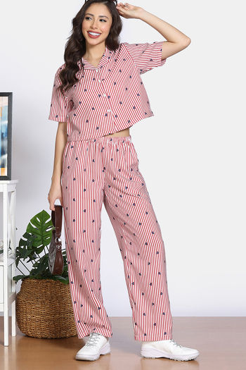 Zivame 2 Mile Fashion Pyjama Set - Antique White