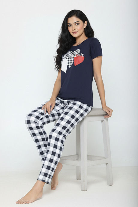 Zivame Knit Cotton Pyjama Set - Blackiris1
