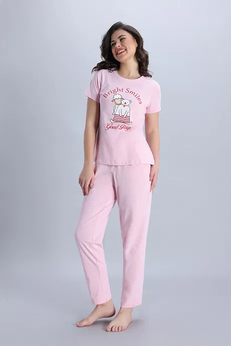 Zivame Farm Lore Knit Cotton Pyajama Set - Fairy Tale