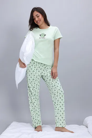 Buy Zivame Knit Cotton Pyjama Set - Gleam