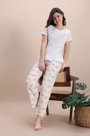 Buy Zivame Farm Lore Knit Cotton Pyjama Set - Orchid Tint