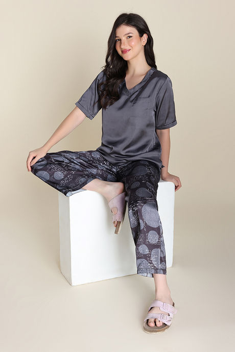 Zivame Satin Sleepwear Set - Vapor Blue