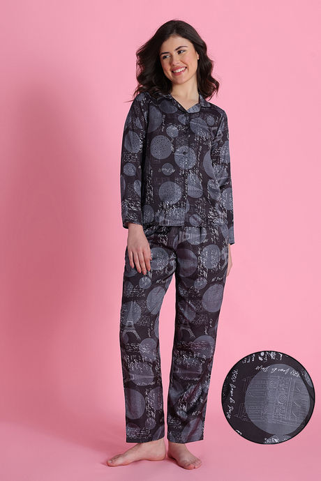 Zivame Satin Pyjama Set - Vapor Blue