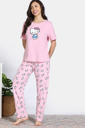 Zivame Hello Kitty Knit Cotton Pyjama Set Fairy Tale