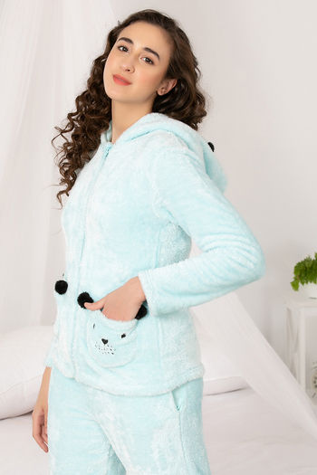 zivame fluffy fur night suit