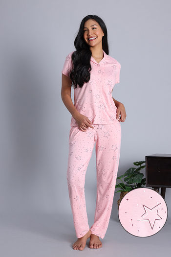 Buy Zivame Knit Cotton Pyjama Set - Crystal Rose