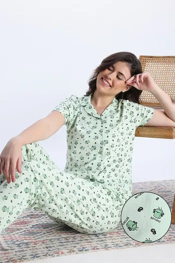 Buy Zivame Knit Cotton Pyjama Set - Gleam