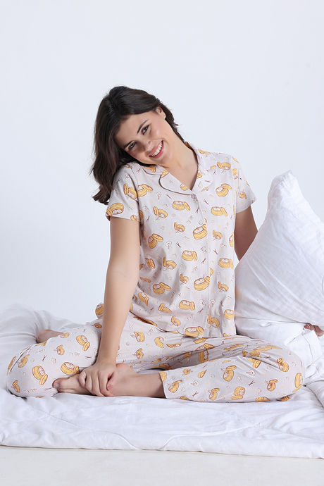 Zivame Knit Cotton Pyjama Set - Orchid Tint