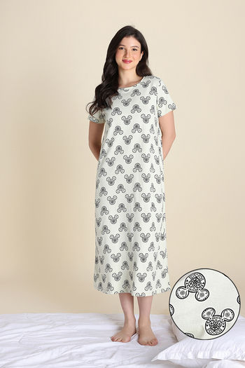 Buy Zivame Knit Cotton Mid Length Nightwear - Almost Aqua