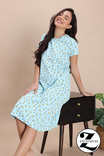 Buy Zivame Knit Cotton Mid Length Nightwear - Atomizer