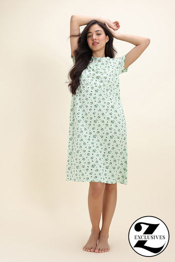 Buy Zivame Knit Cotton Mid Length Nightwear - Gleam