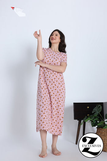 Buy Zivame Knit Cotton Mid Length Nightwear - Zephyr