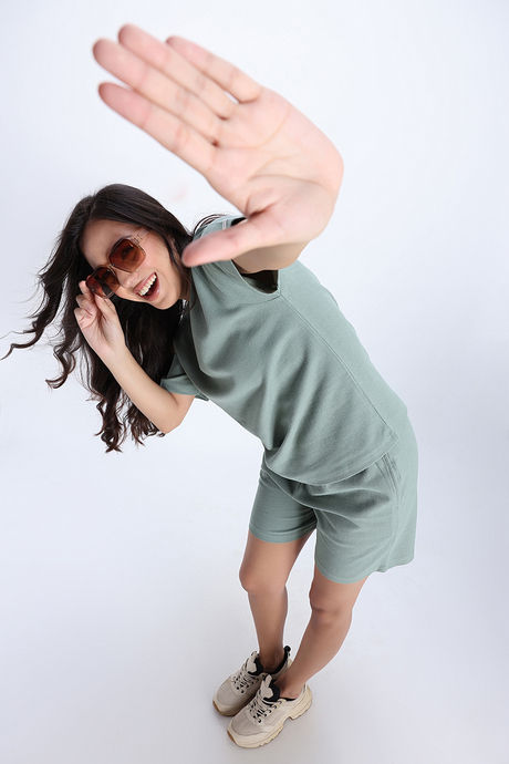 Zivame Knit Cotton Loungewear Set - Iceberg Green